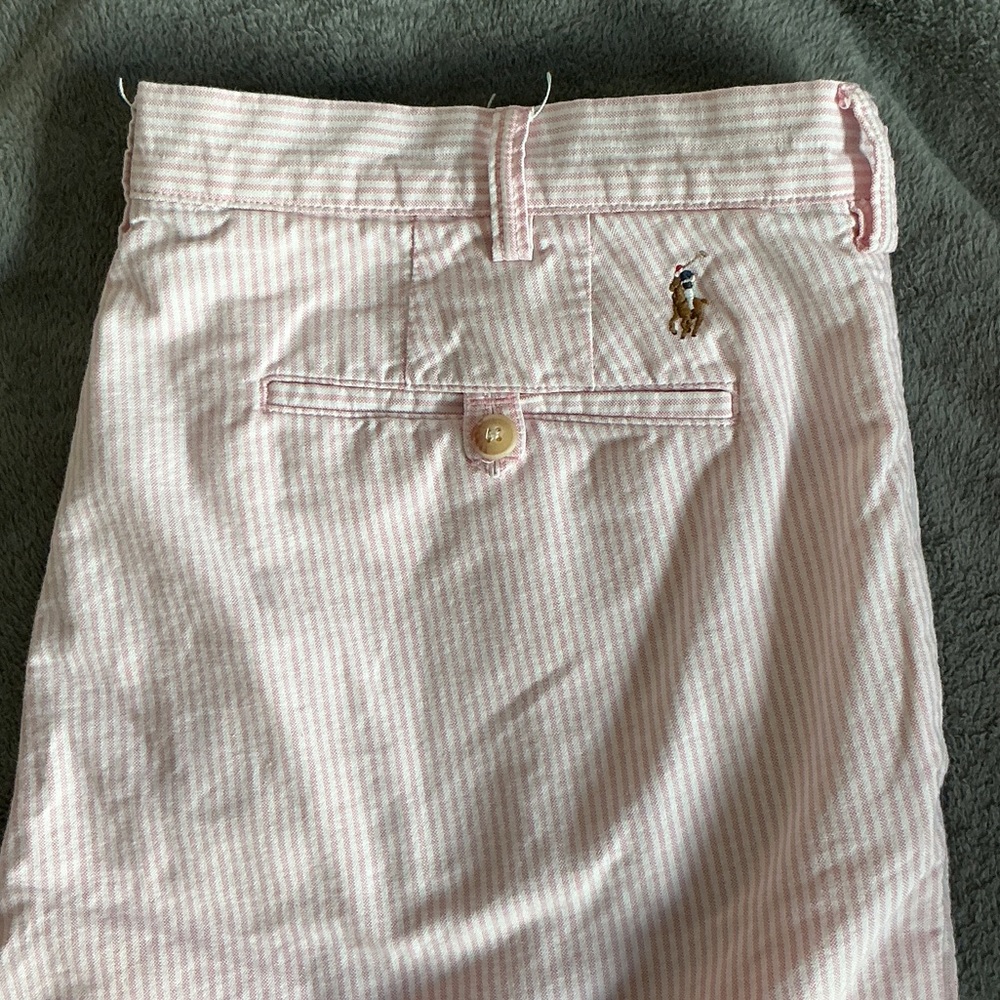 Ralph Lauren Polo Pink Striped Shorts with Embroidered Logo